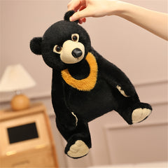 DOYOUDO Bear Plush Toy 9.84 Stuffed Animal Orange Collar Home Decor Birthday