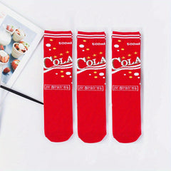 3 Pairs Cartoon Food Print Socks & Funny Mid Tube Socks Women's Stockings