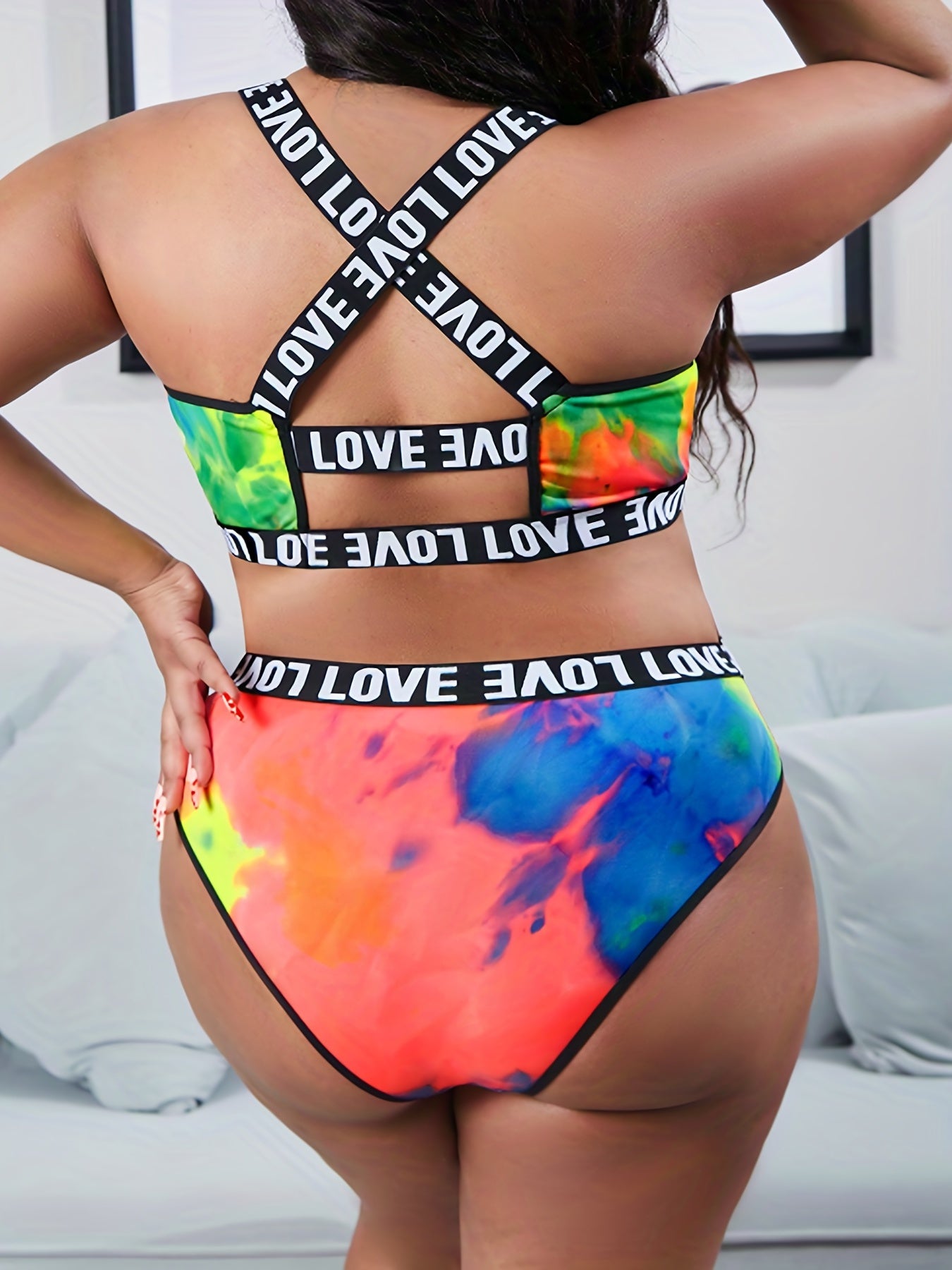  Tie Dye Cross Back Tank Bra & Panty Set