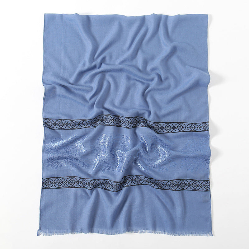 Pattern Fringed Scarf Thin Breathable Shawl Long Sunscreen Head Wrap