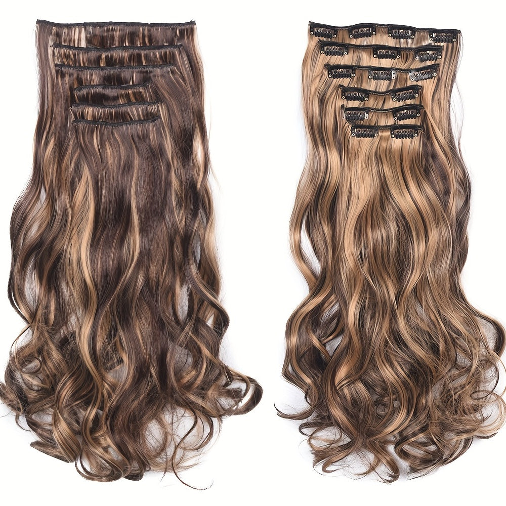 6pcs 60-96cm Body Wave Hair Extensions | Synthetic Fiber | 16 Clips