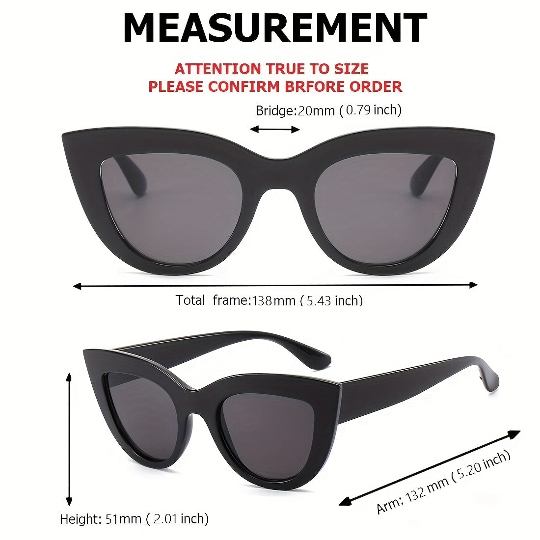 Retro Cat Eye Sunglasses UV400 Anti Glare Sun Shades for Women Men