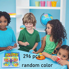 296 Mushroom Nail Toys Puzzle Board Building Blocks