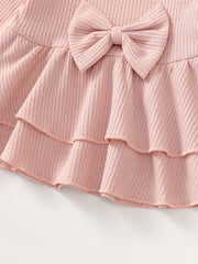 2pcs Girls Regular Sleeve Top & Denim Pants For Kids Clothes