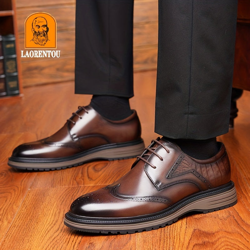LAORENTOU Men's Brogue Leather Dress Shoes Lightweight Formal Shoes