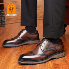 LAORENTOU Men's Brogue Leather Dress Shoes Lightweight Formal Shoes