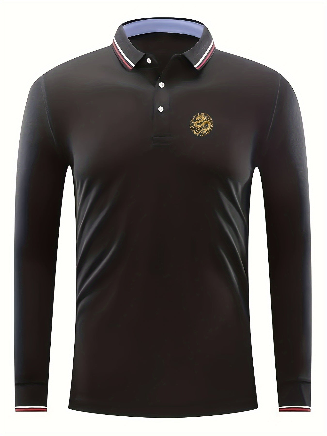 Yellow Dragon Pattern Men's Casual Custom Fit Long Sleeve Shirt