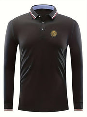 Yellow Dragon Pattern Men's Casual Custom Fit Long Sleeve Shirt