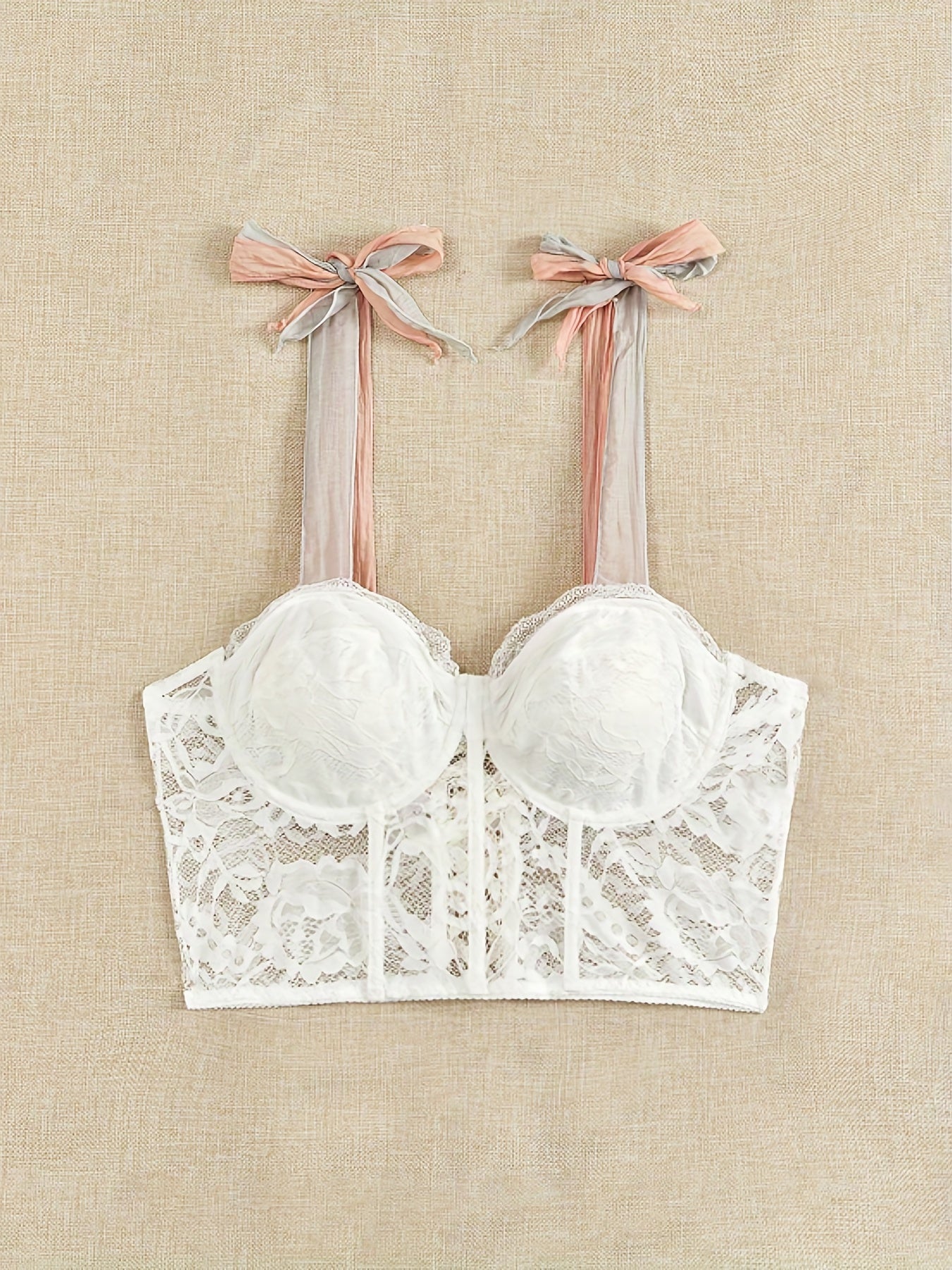  Lace Tie Shoulder Lace Up Back Cami Top