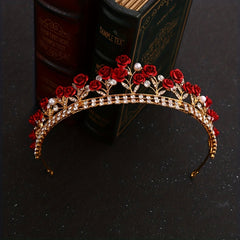 Crystal Rose Flower Headband Bridal Crown