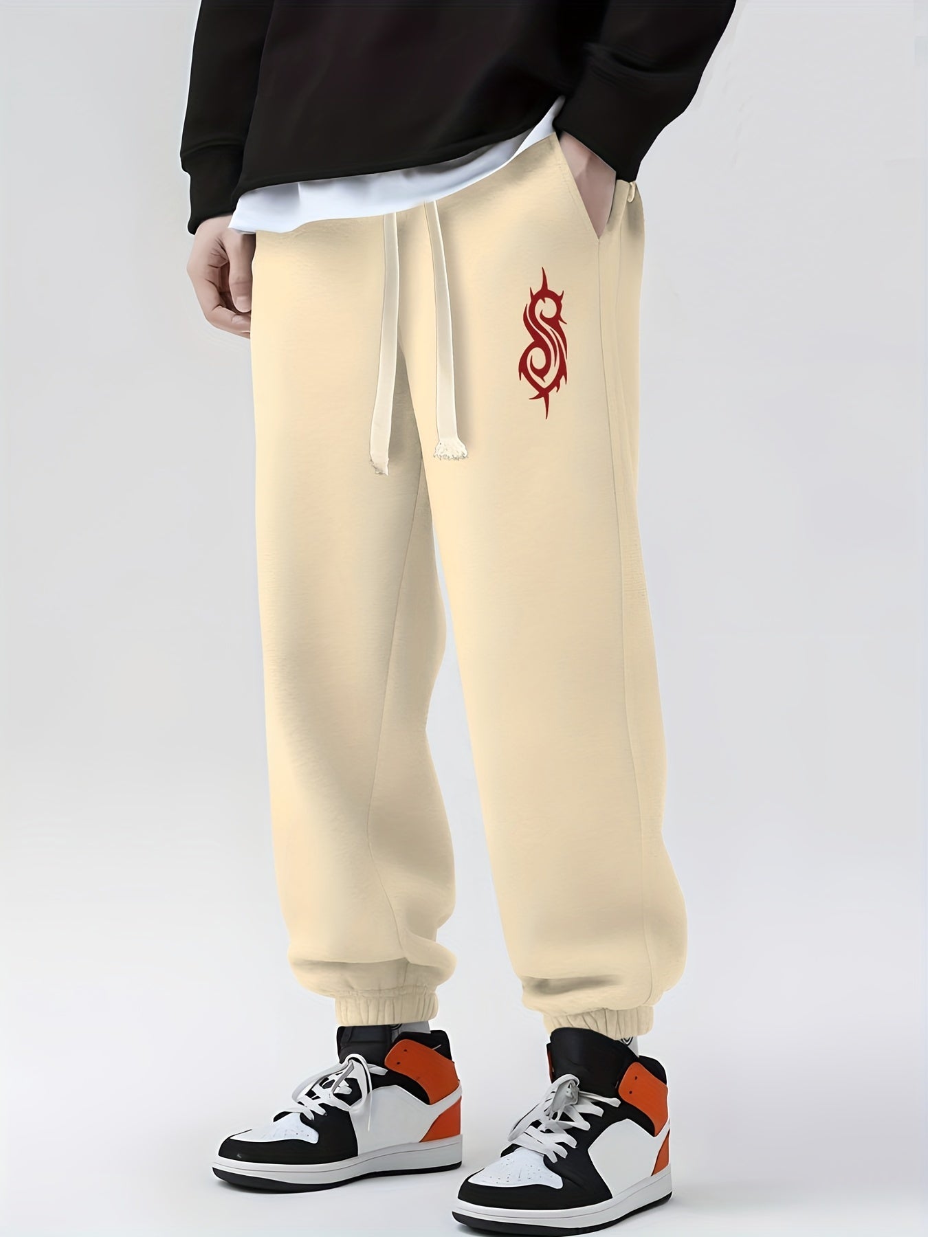 Ethnic Pattern Drawstring Sweatpants Loose Fit Casual Joggers Men