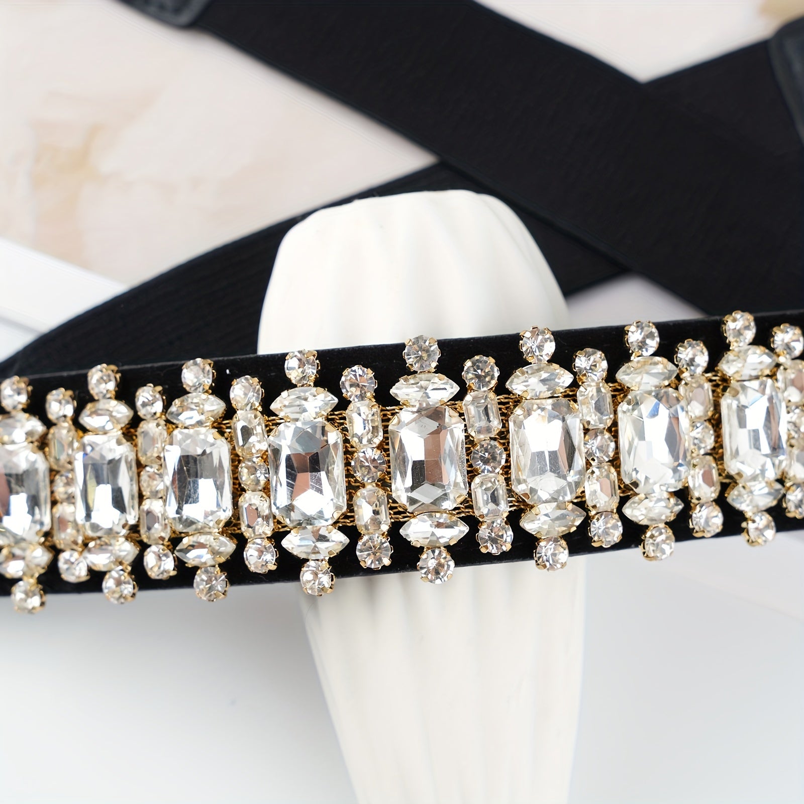 Crystal Elastic Wide Belt for Women Bohemian Girdle Dress Waistband