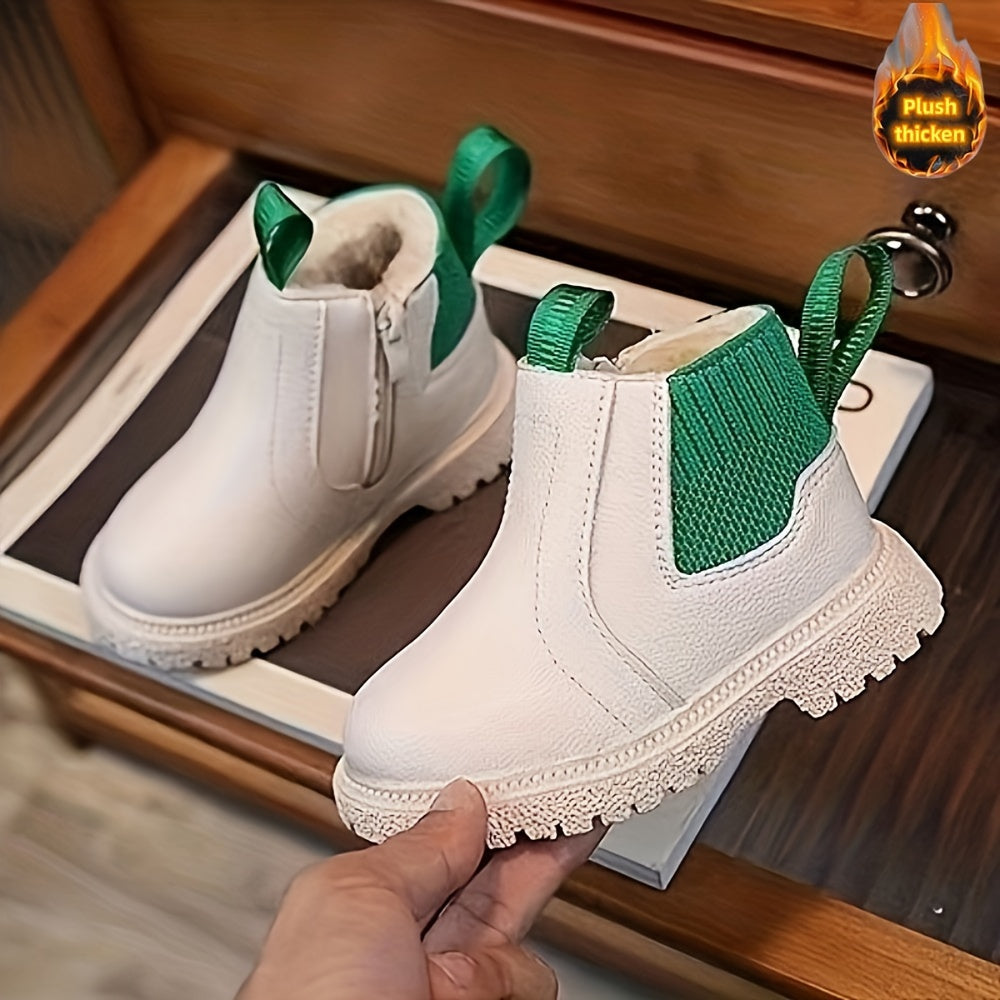 Unisex Kid's High Top Snow Boots Warm Plush Lining Comfy Non Slip Thermal Shoes