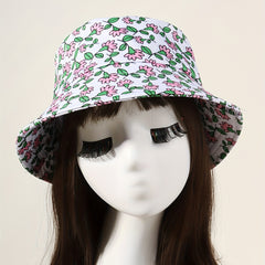 Leaf Flower Print Bucket Hat Casual Sunscreen Fisherman Cap