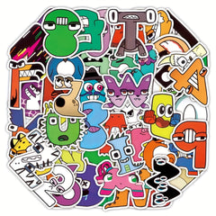 50 Cartoon Letter Vinyl Stickers, Water Bottles, Laptops, Luggage