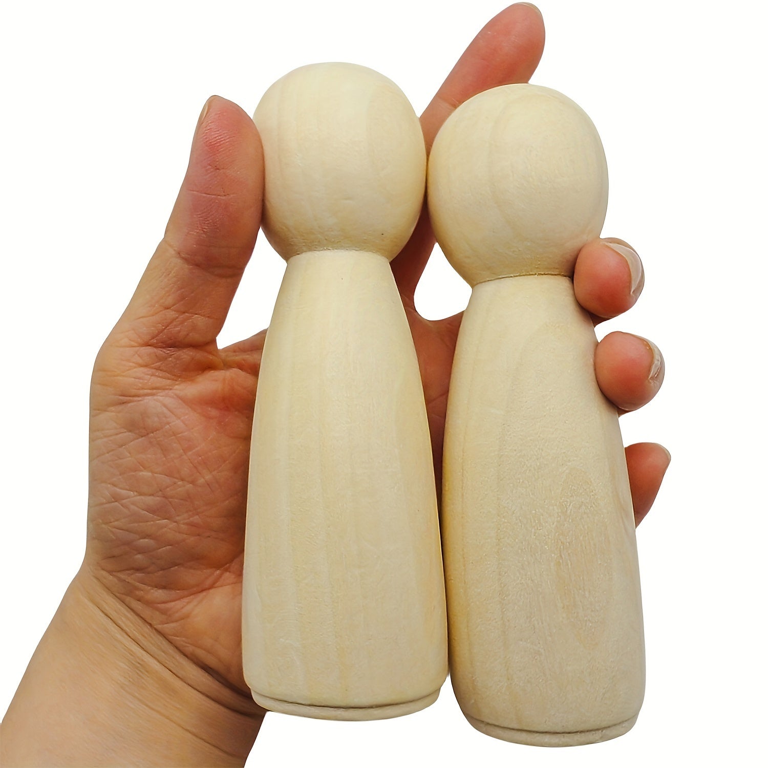 2pcs Large Wooden Dolls for DIY and Painting