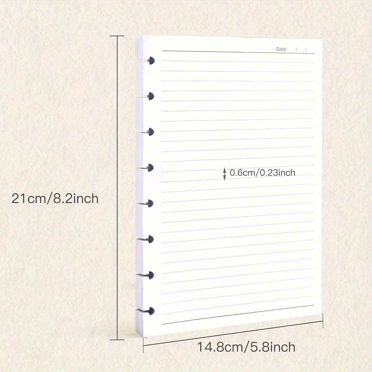 A5 Mushroom Hole Loose leaf Paper Refill 100 Sheets 200 Pages