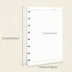 A5 Mushroom Hole Loose leaf Paper Refill 100 Sheets 200 Pages