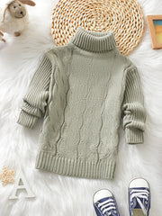 Boys Twisted Sweater Turtleneck Long Sleeve Stretch Warm Knit Pullover