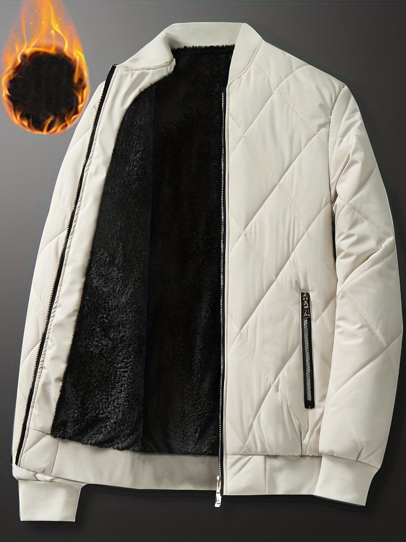 Sherpa Lined Varsity Jacket Men's Fleece Baseball Coat