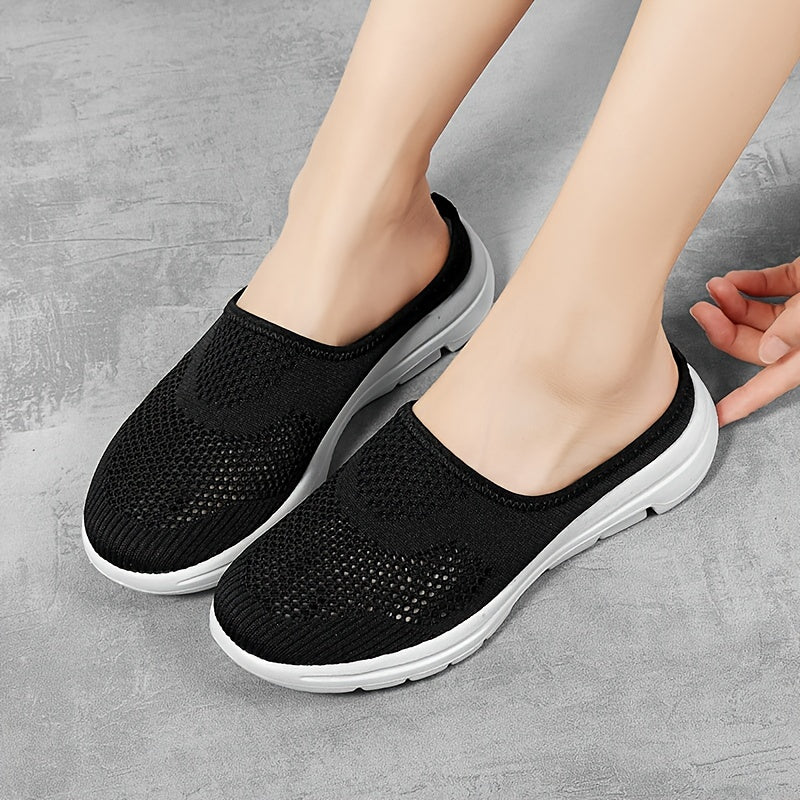 Women's Mesh Hollow Out Slip On Mules Flat Casual Shoes