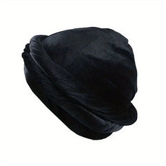 Mens Velvet & Satin Turban Hat Double Layer Ethnic Winter Headwear