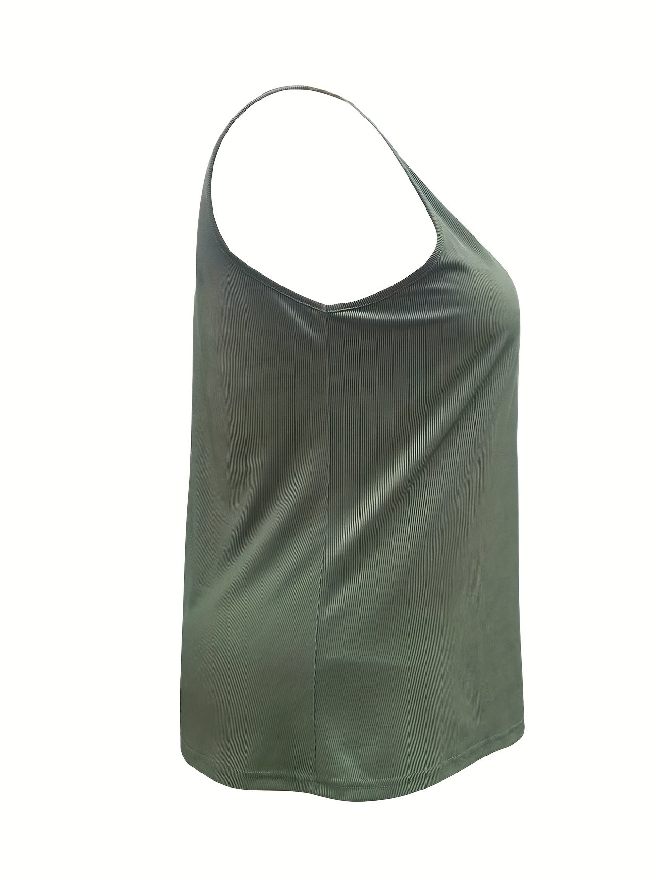  Ribbed V Neck Button Tank Top