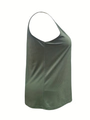  Ribbed V Neck Button Tank Top