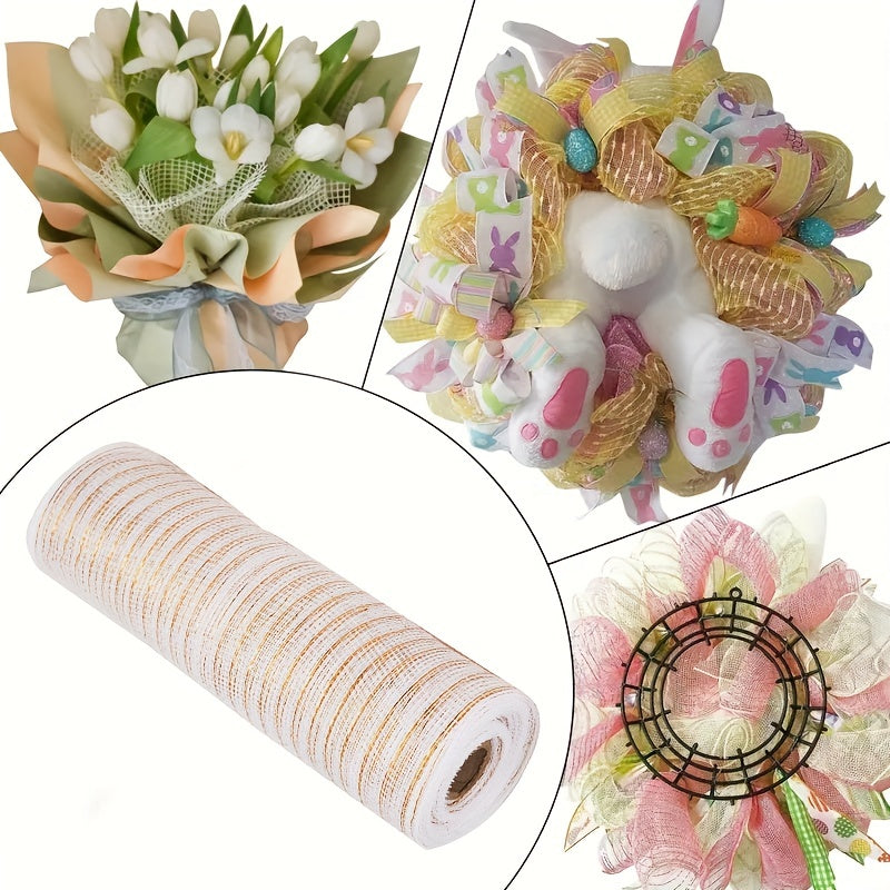Colorful Mesh Roll Flower Ring Christmas Golden Wire Mesh Ribbon 25 9 14meter