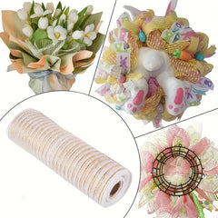 Colorful Mesh Roll Flower Ring Christmas Golden Wire Mesh Ribbon 25 9 14meter