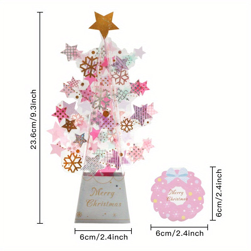 Christmas 3D Decoration Greeting Card Creative Tree Gift Blessing Message