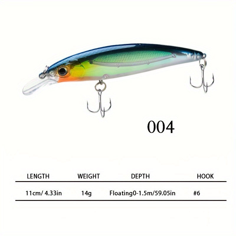 1pc 14g Floating Bionic Minnow Lure Hard Bait With Treble Hook