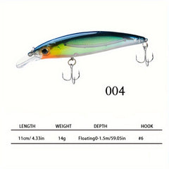 1pc 14g Floating Bionic Minnow Lure Hard Bait With Treble Hook