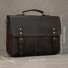 Leather Laptop Briefcase Cowhide Satchel Bag Father's Gift