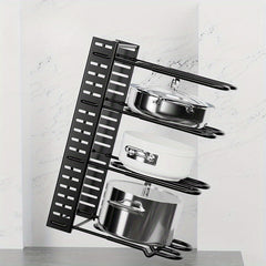 Adjustable Pot Rack Organizer Kitchen Shelves Pot Storage Rack