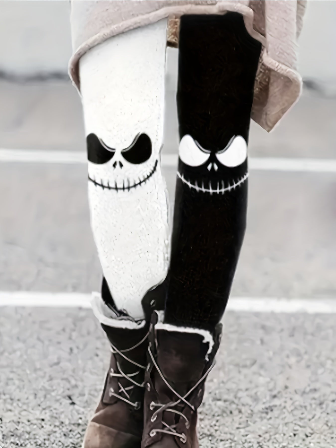  Colorblock Graphic Print Leggings Stretch Skinny Leggings