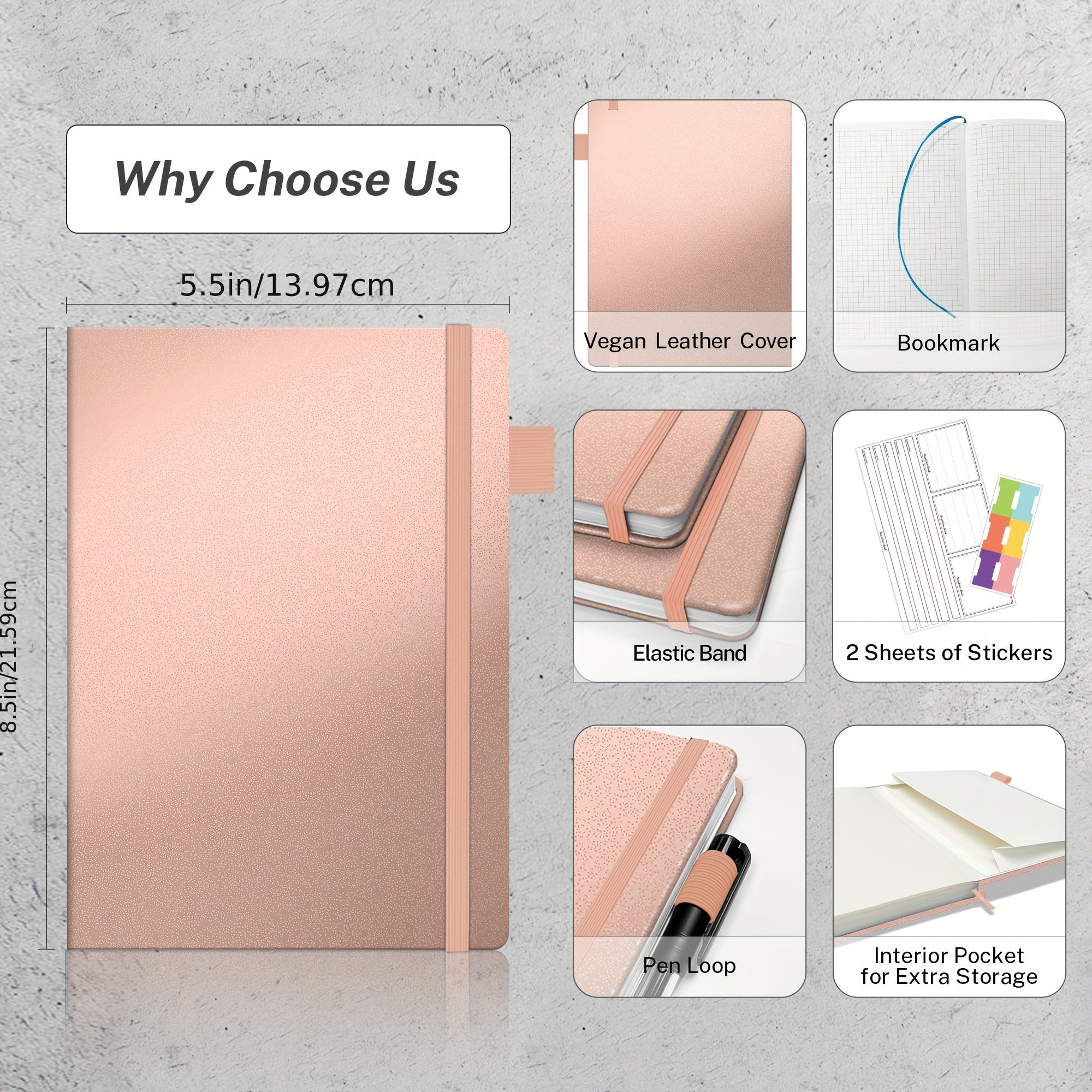 A5 Hardcover Ruled Notebook Thick Paper Lined Journal 176 Pages