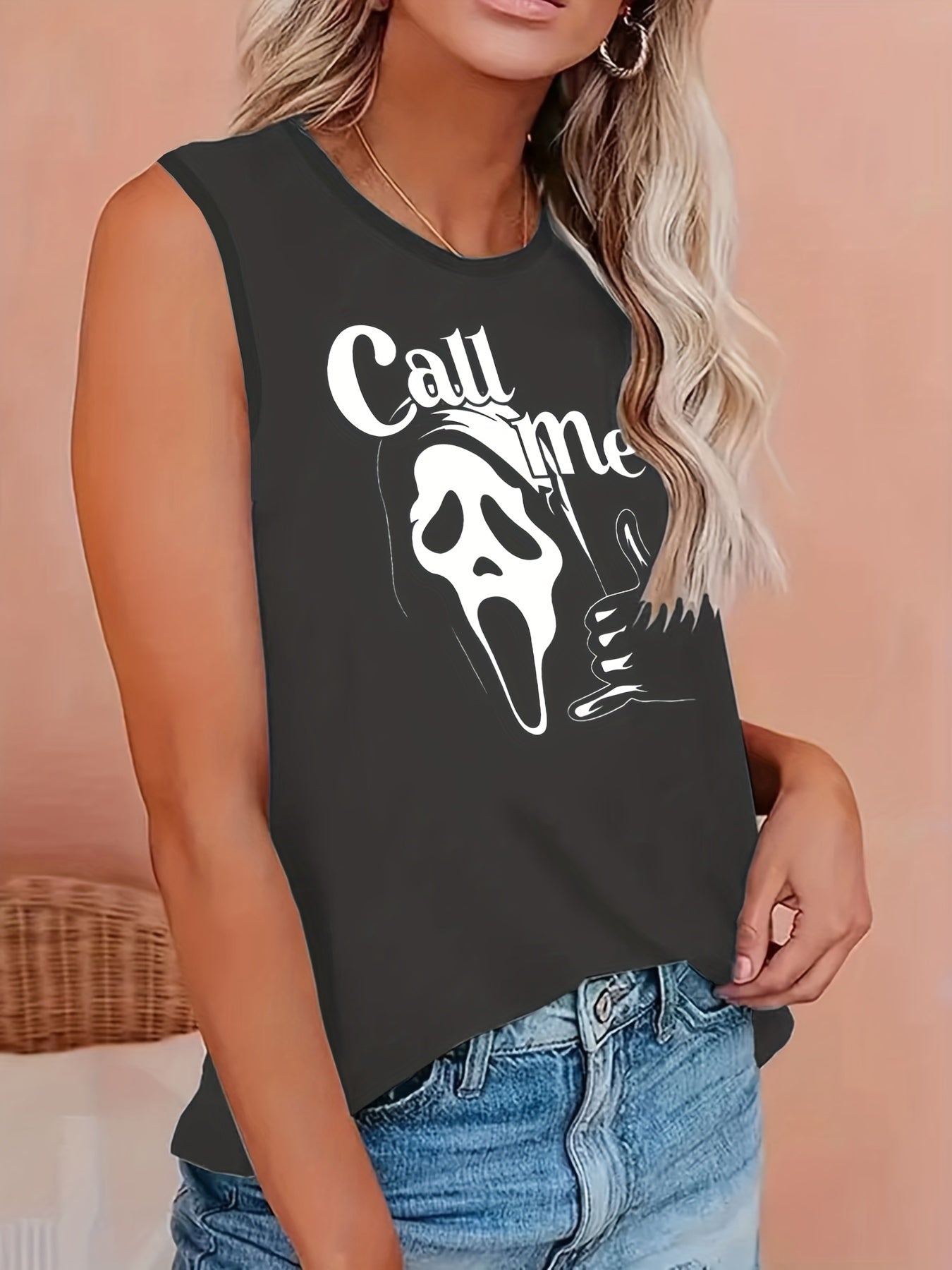  Ombre Print Round Neck Tank Top