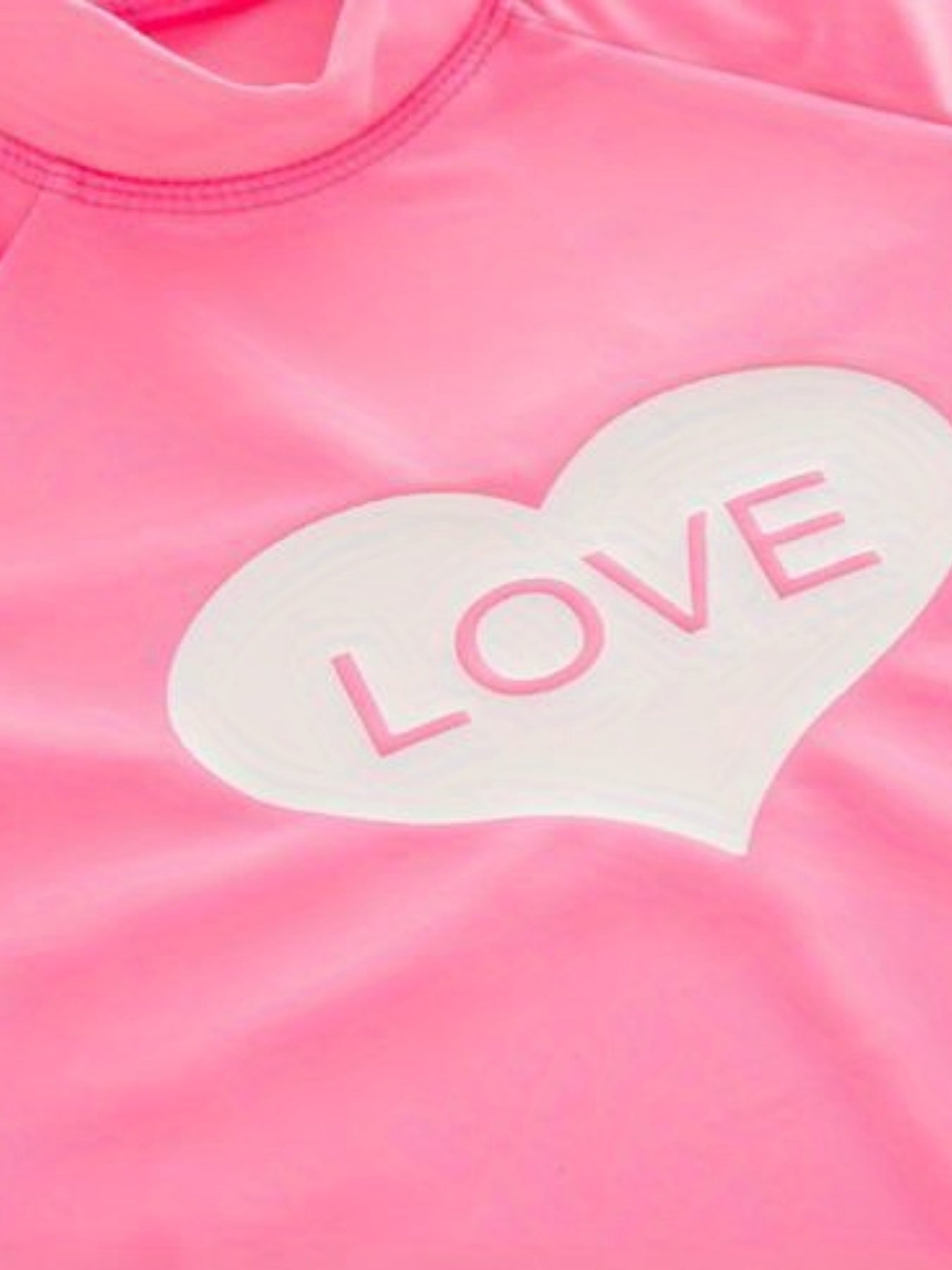 Girls 3pcs Swimsuit Long Sleeve Top & Shorts & Swim Cap LOVE Heart Pattern