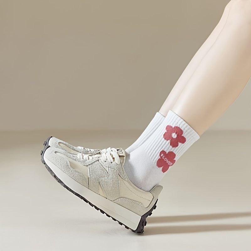 10 Pairs Letter & Heart Print Socks Women's Mid Tube Stockings