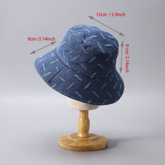 Distressed Denim Bucket Hat Lightweight Sunscreen Cloche Hats