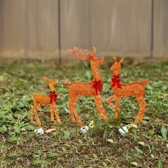 3pcs Lighted Deer Decorations Outdoor Reindeer Ornaments Christmas Glowing Deer