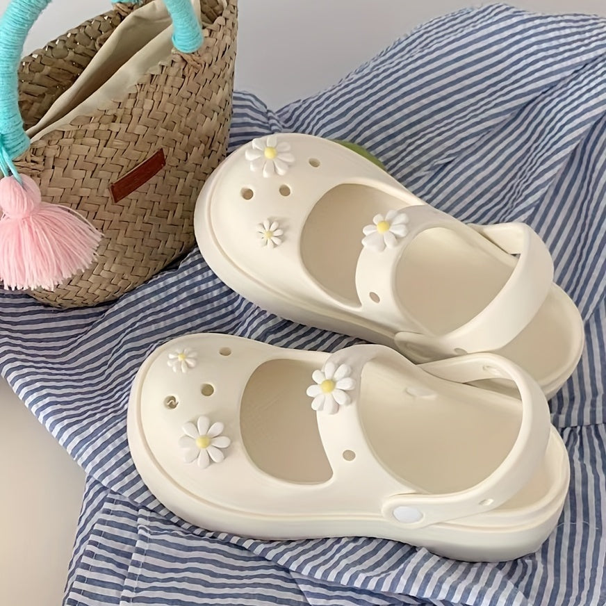 6pcs Daisy Shoe Charms For Clogs Sandals Cute Shoes Decor For Girls Ladies