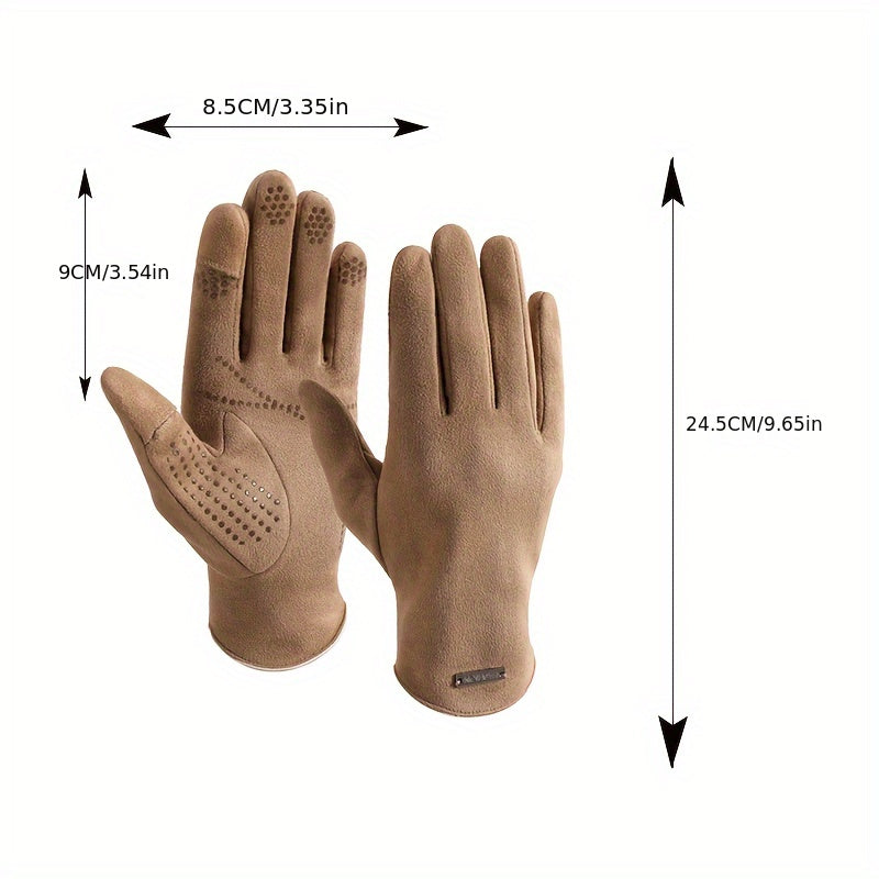 Suede Warm Gloves Men Women Outdoor Cycling Driving Touch Screen Velvet