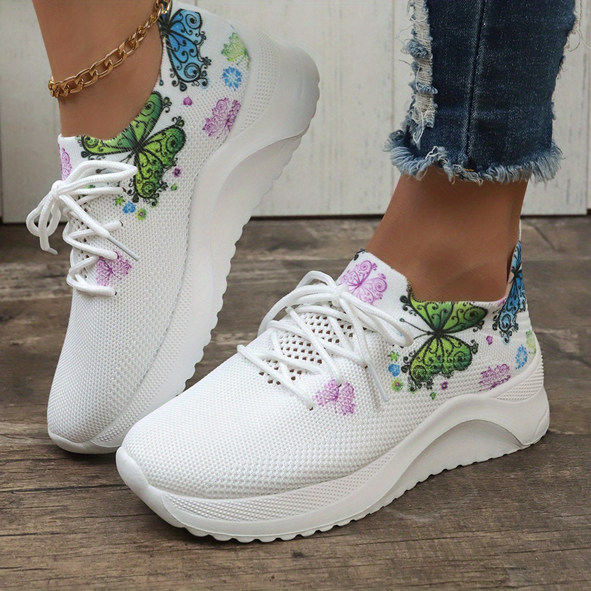 Women's Outdoor Skate Shoes with Flowers & Butterfly Patterns