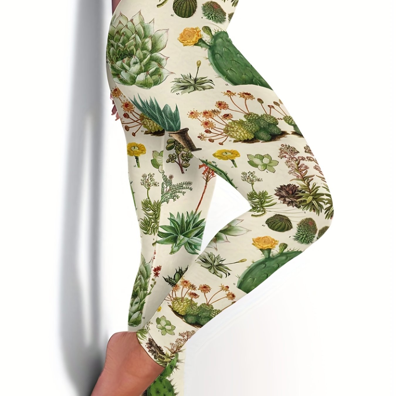  Plant Print High Rise Gym Leggings