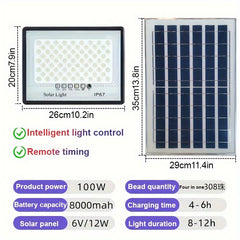 High Power Solar Street Lamp Light Control Remote Control Timing Spotlight