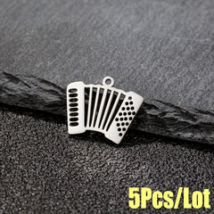 5pcs Stainless Steel Accordion Music Connector for DIY Jewelry Making