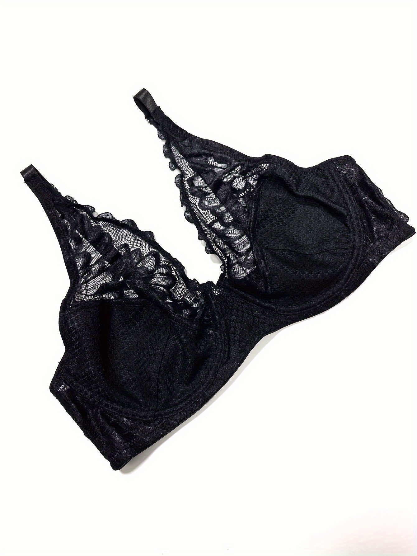 Bra Women's Plus Solid Contrast Lace Medium Stretch Bralette