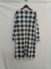  Gingham Print Button-Up Cardigan